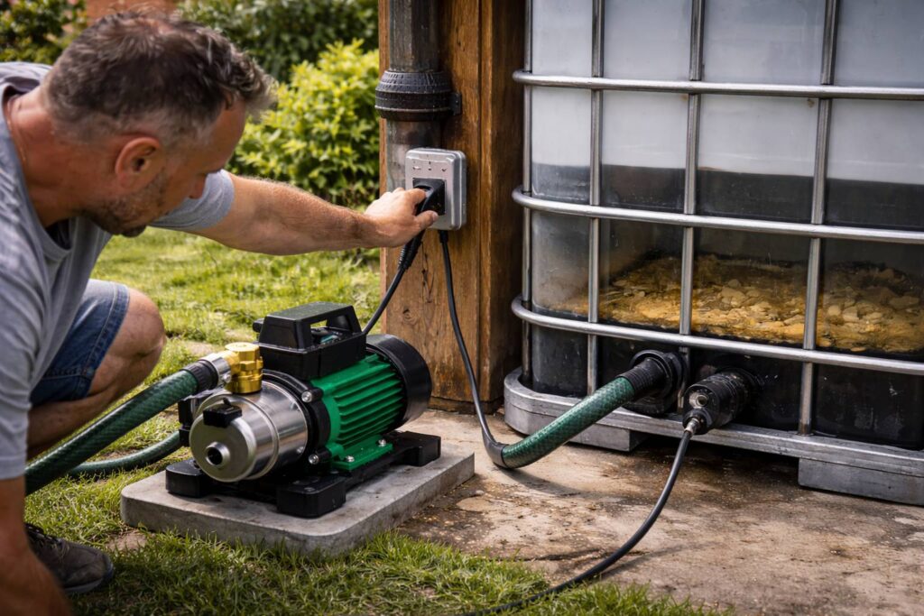 De tuinpomp uitschakelen