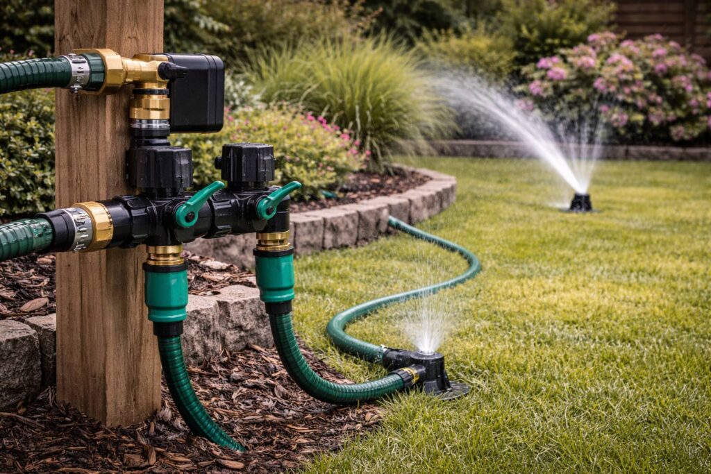 Irrigatiesysteem in een tuinopstelling