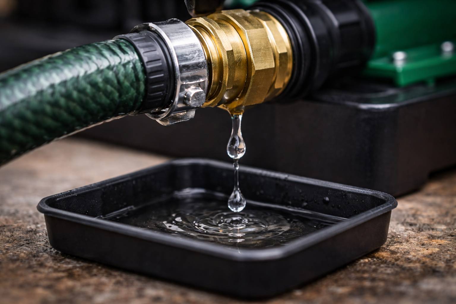 Tuinpomp lekt water