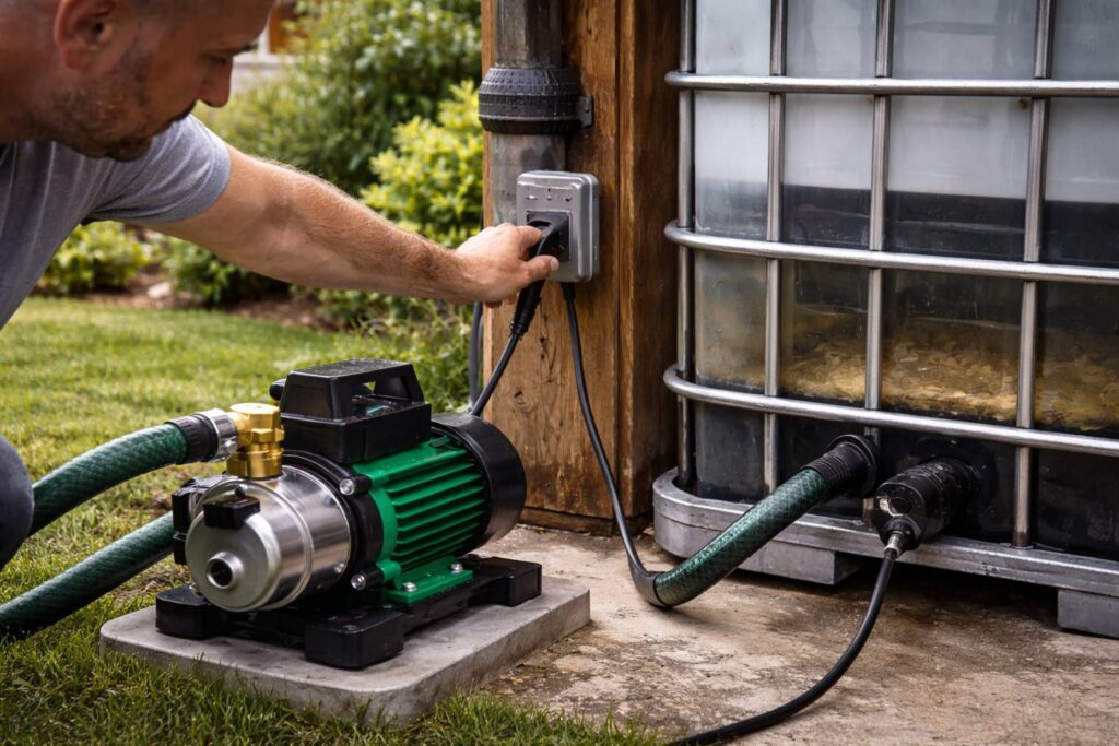 Tuinpomp maakt geluid