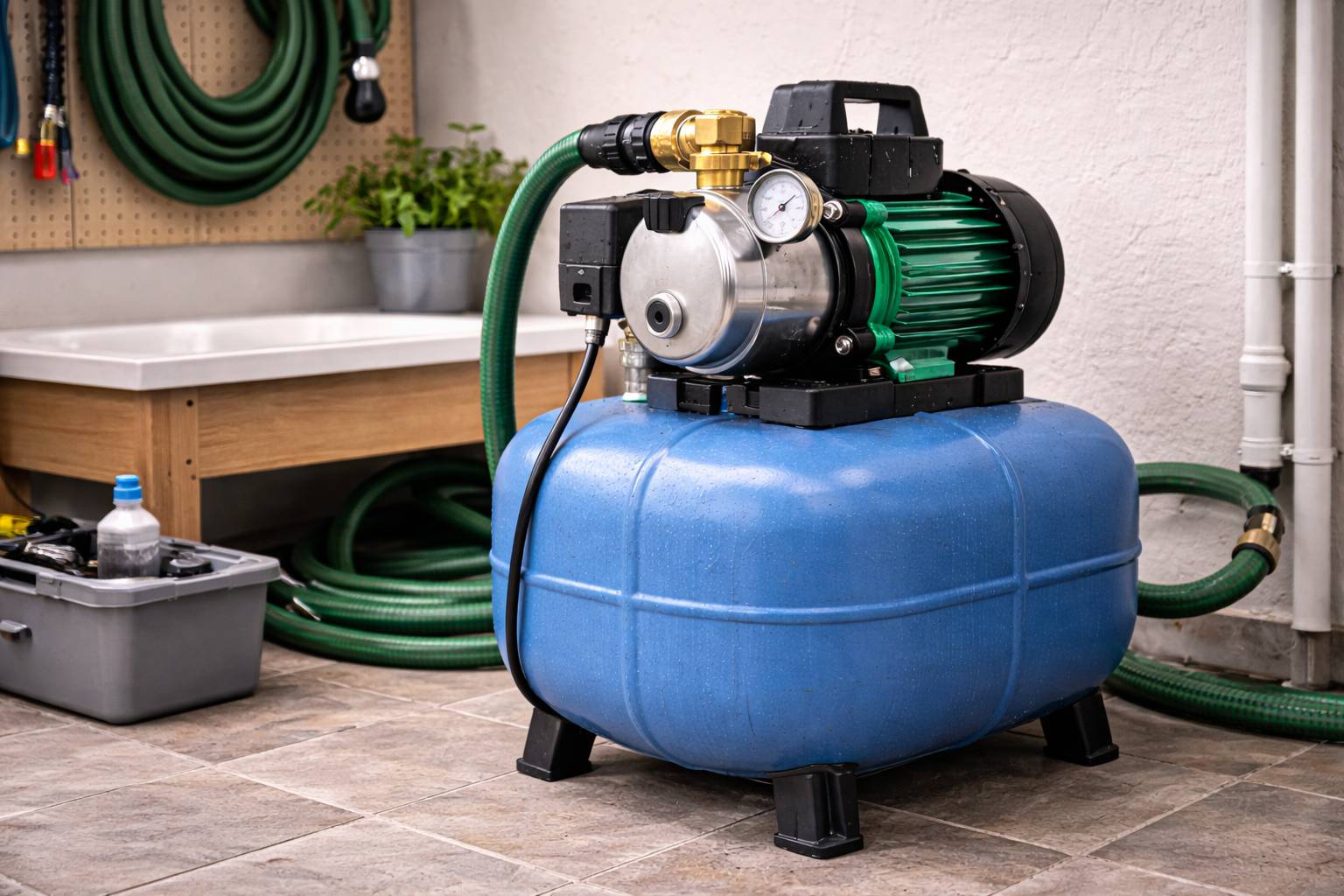 Tuinpomp schakelt aan uit