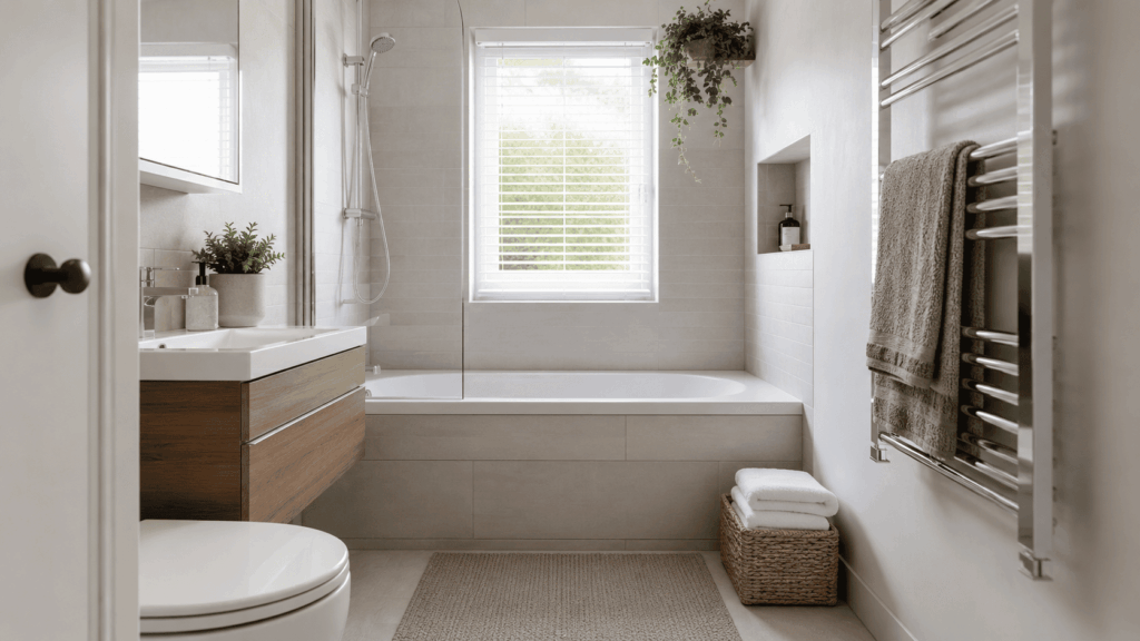 Bad kleine badkamer met slimme ruimtebesparing