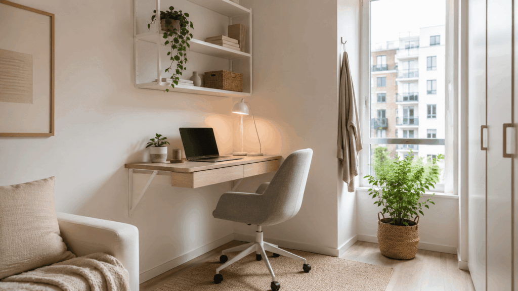 Bureau kleine ruimte met slimme keuzes voor efficiënt werken