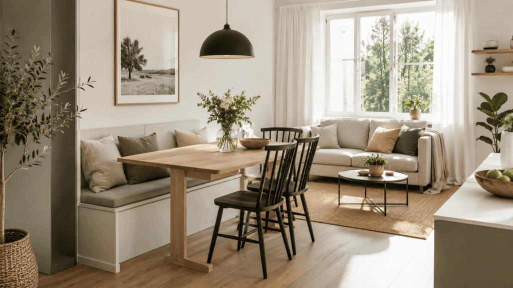 Eethoek kleine woonkamer slim en praktisch inrichten