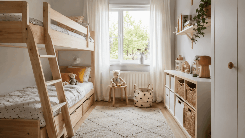 Gedeelde kleine kinderkamer slim en gezellig inrichten