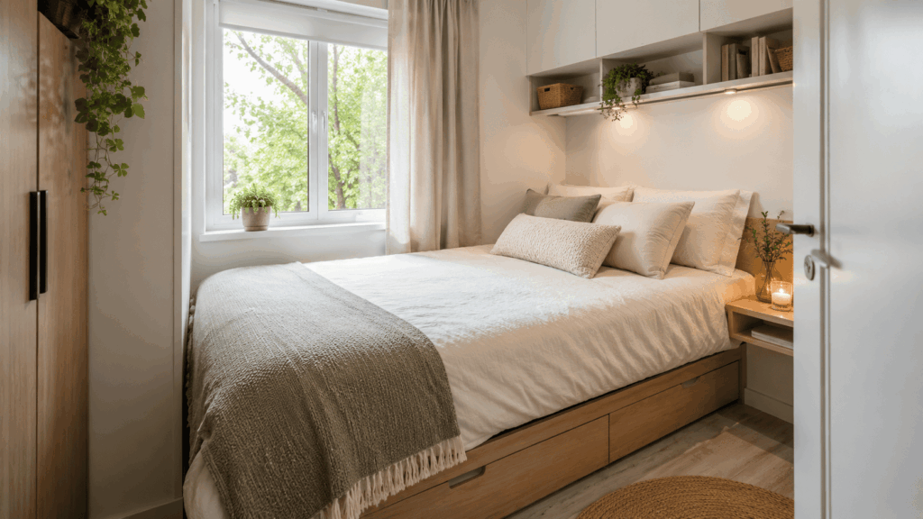 Kleine slaapkamer inrichten met slimme oplossingen voor rust