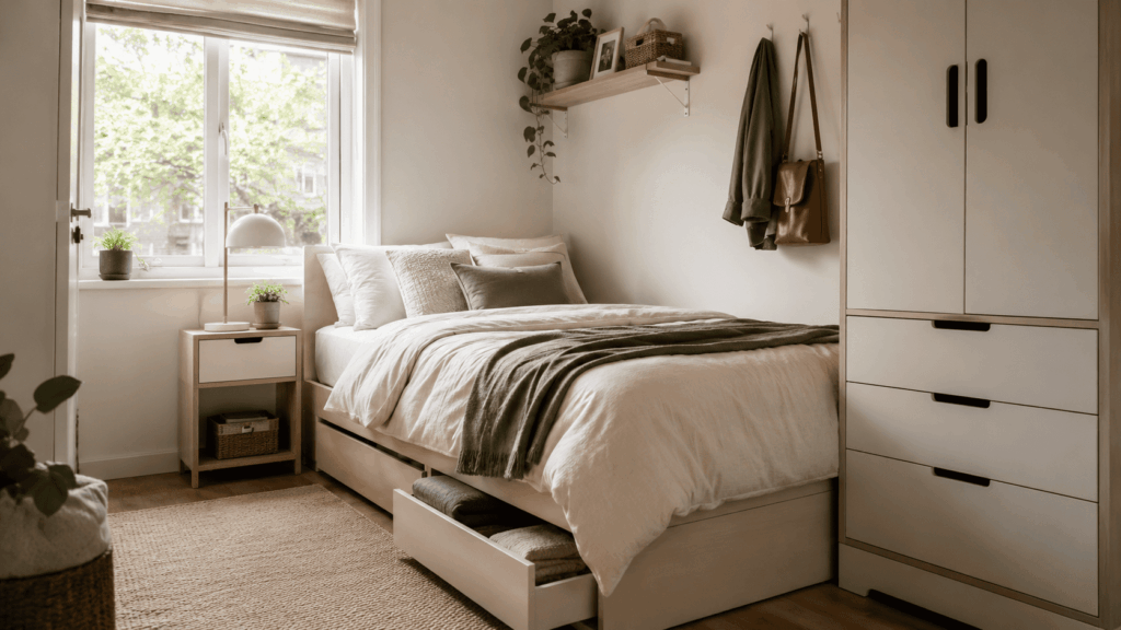 Opbergruimte kleine slaapkamer met slimme ideeën