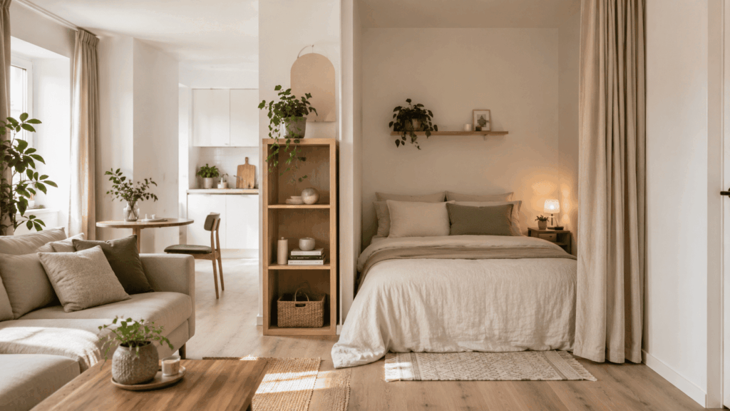 Slaaphoek studio maken met slimme indelingstips