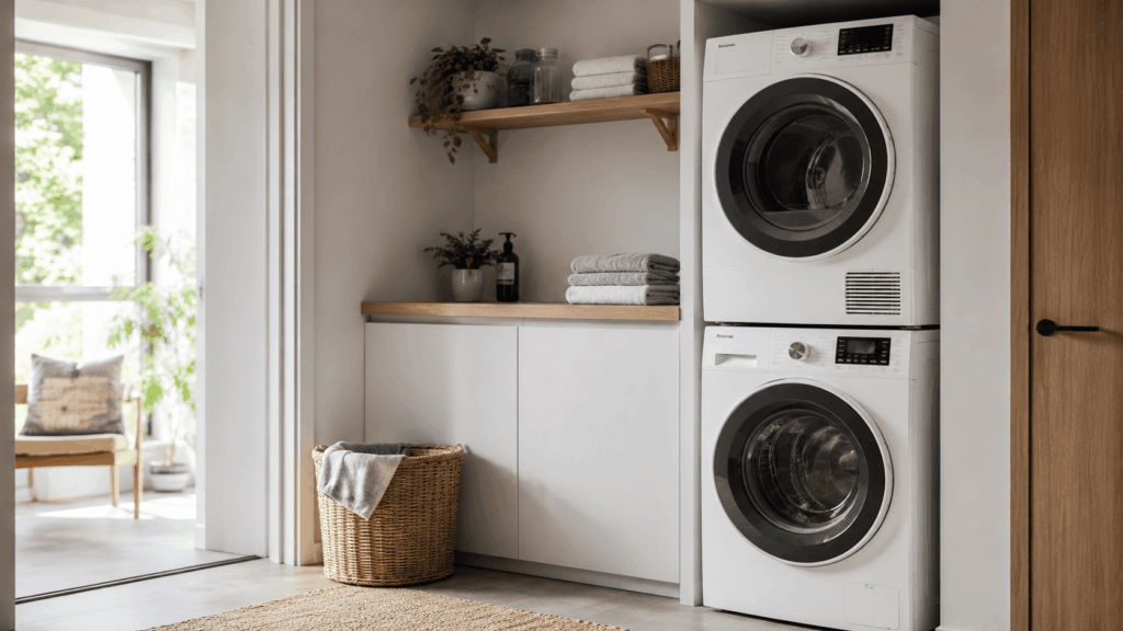 Wasmachine droger kleine ruimte met slimme ruimtebesparing