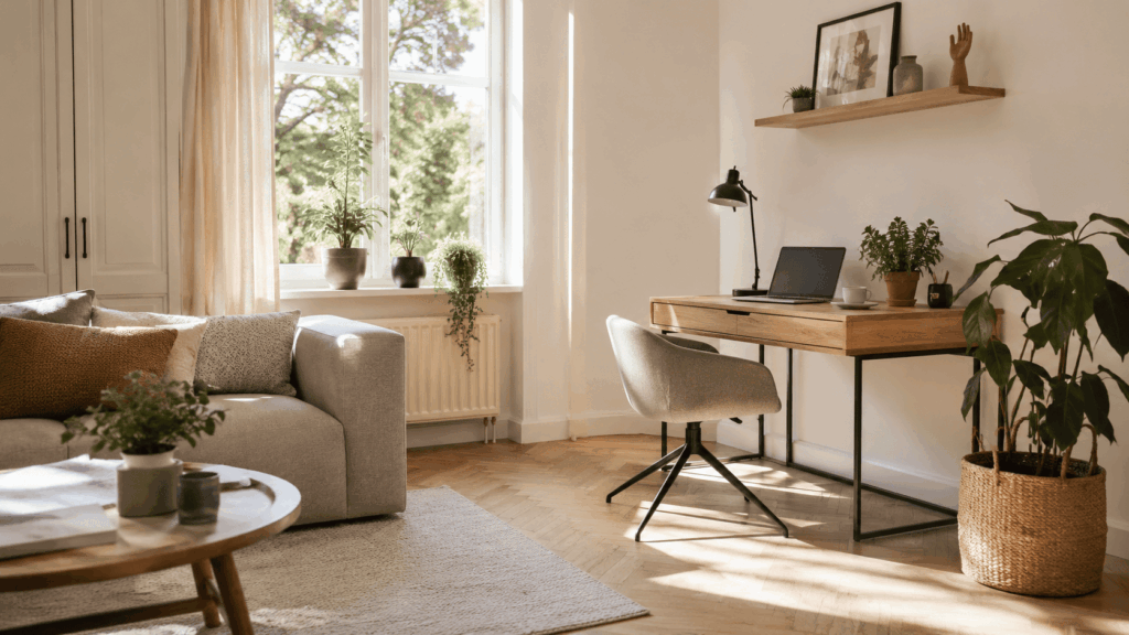 Werkplek woonkamer met slimme ideeën voor meer comfort