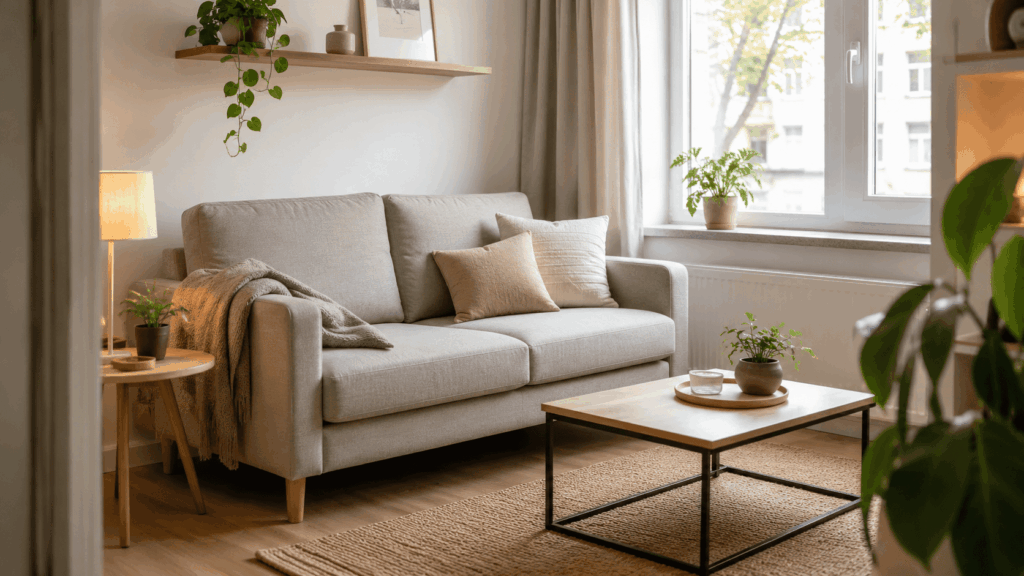 Bank kleine woonkamer met slimme keuzes voor comfort