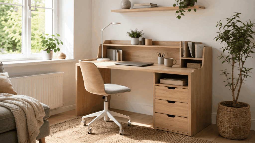 Bureau met opbergruimte met slimme werkoplossingen-