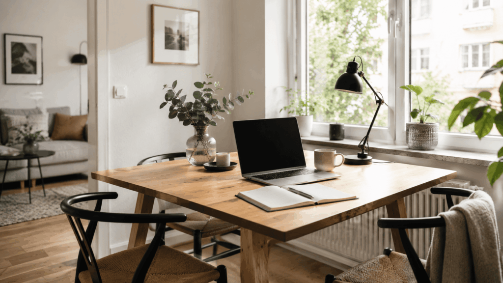 Eettafel als werkplek met slimme thuiswerktips