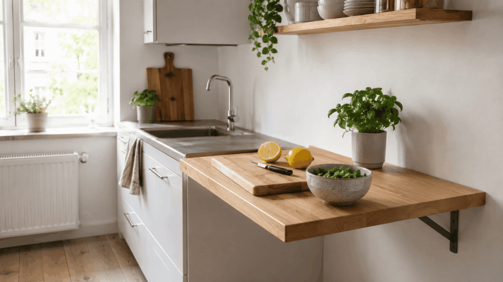 Extra werkblad kleine keuken met slimme oplossingen