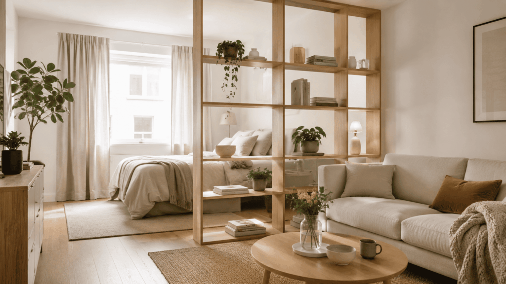 Roomdivider studio met slimme ruimteverdeling