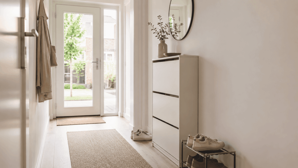 Schoenenkast kleine hal met slimme ruimtebesparing