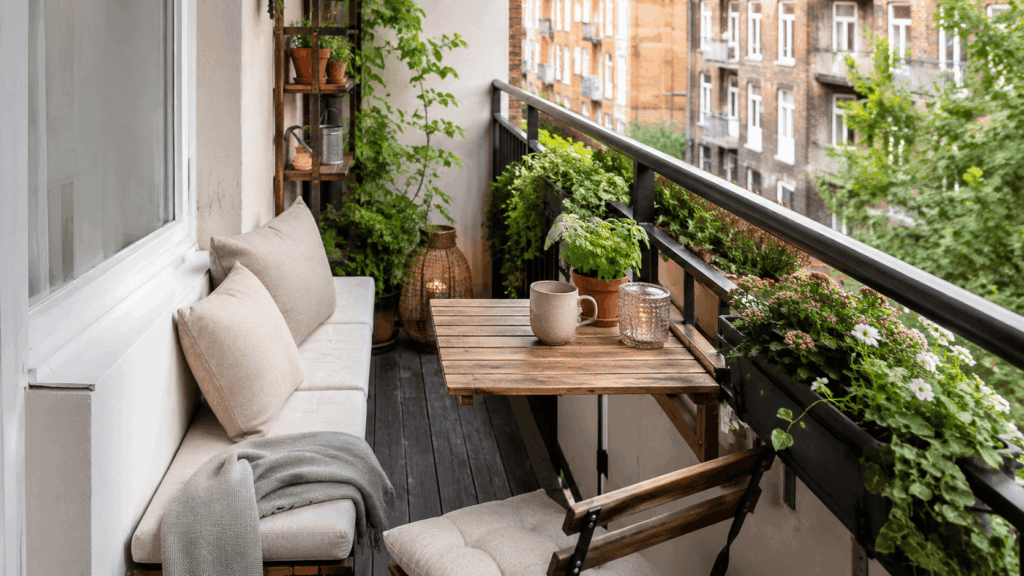 Smal balkon indelen met slimme ideeën voor meer comfort