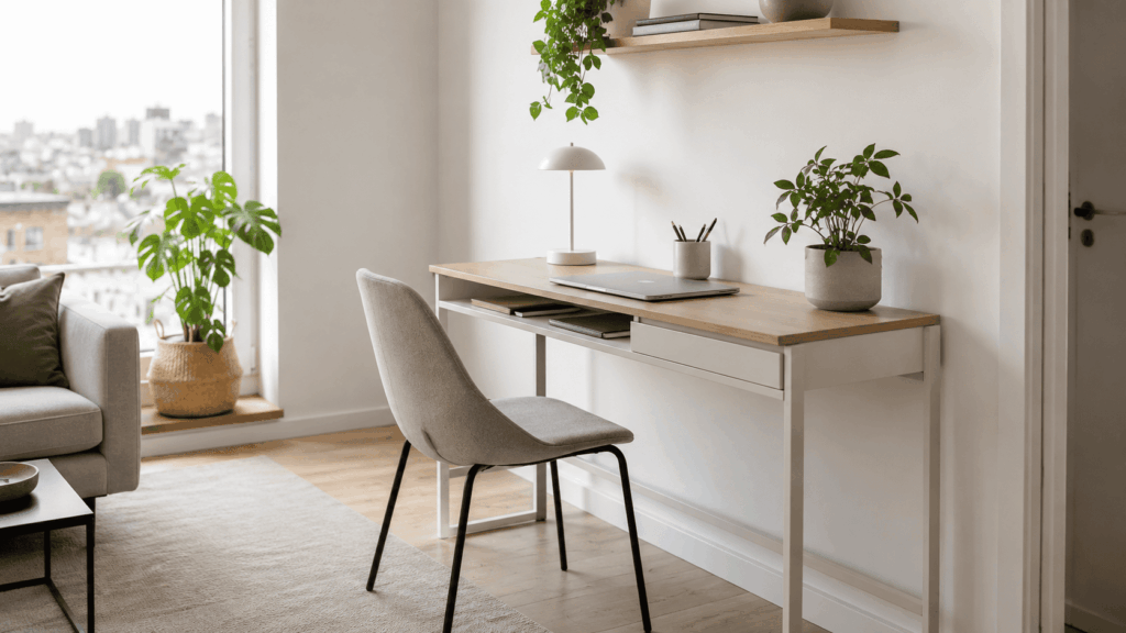 Smal bureau kleine ruimte met slimme keuzes