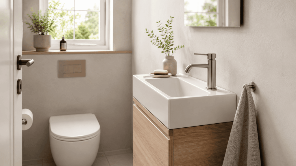 Smalle wastafel kleine badkamer met slimme keuzes