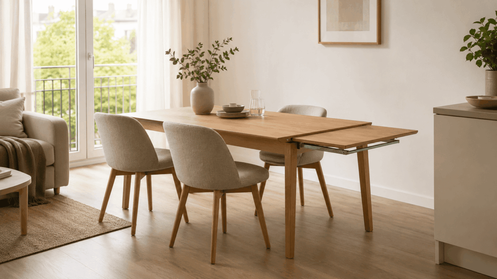 Uitschuifbare eettafel kleine ruimte met slimme flexibiliteit
